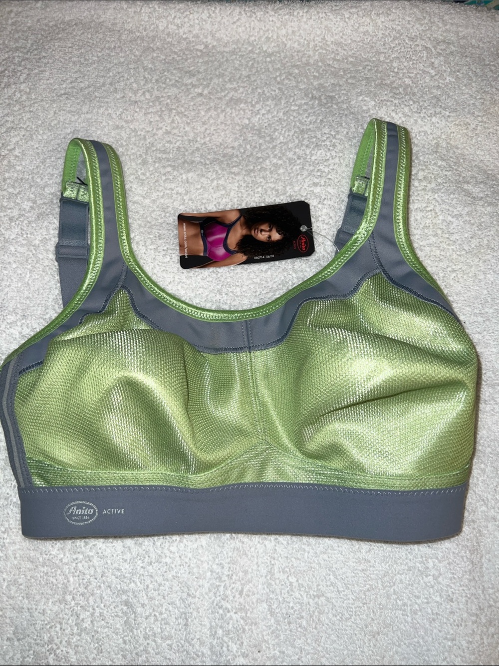 Anita Active Green and Gray High-Support Sports Bra